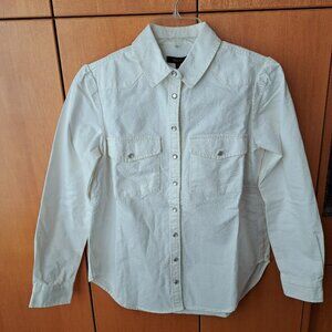 Quince Women's White Denim Western Shirt Size XS